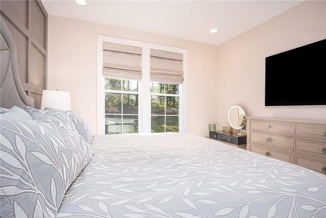 bedroom with recessed lighting