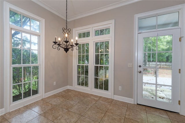 1761 Woodley Rd, Auburn, AL 36830 - entryway featuring a chandelier, ornamental molding, and tile patterned flooring