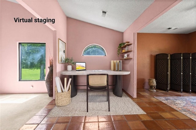 1115 Willow Run, Opelika, AL 36801 - office area with lofted ceiling and a textured ceiling