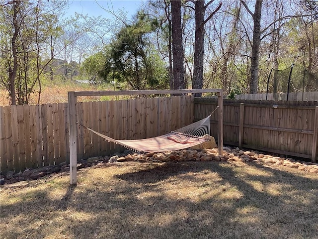 view of yard featuring a fenced backyard
