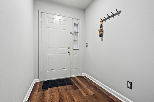 doorway with dark hardwood / wood-style flooring