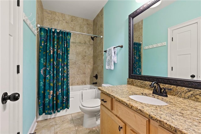 4112 Creekview Ct, Auburn, AL 36832 - bathroom featuring vanity, shower / bath combo, and tile patterned floors