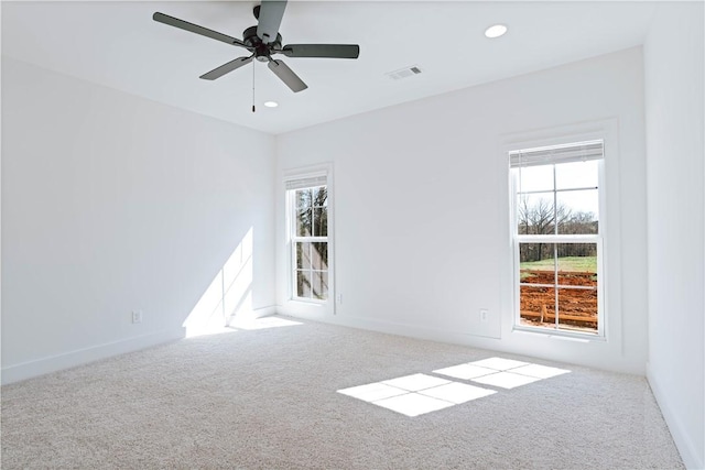085 Bradley Ln, Auburn, AL 36830 - spare room with carpet floors, a ceiling fan, recessed lighting, and baseboards