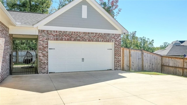 view of garage