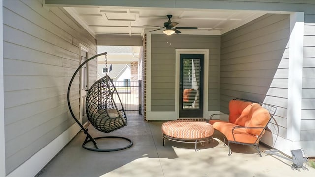 view of patio / terrace featuring ceiling fan