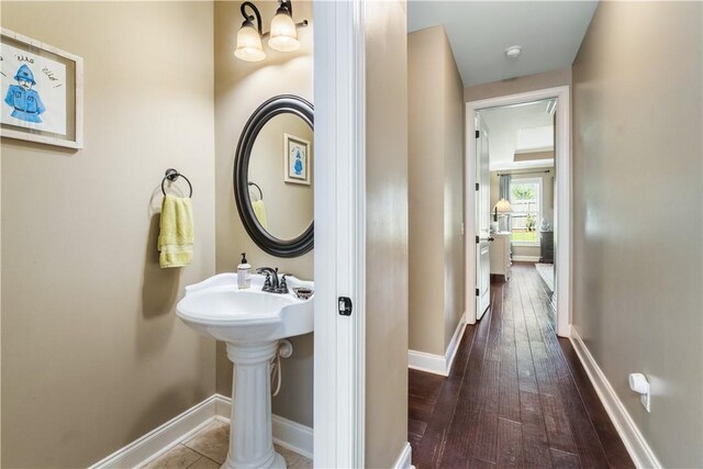 1895 Talcott Ct, Auburn, AL 36830 - bathroom featuring hardwood / wood-style floors and baseboards