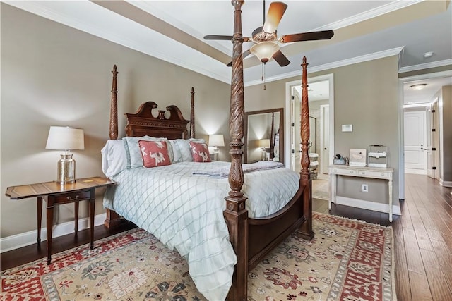 1895 Talcott Ct, Auburn, AL 36830 - bedroom featuring wood-type flooring, ornamental molding, and a ceiling fan