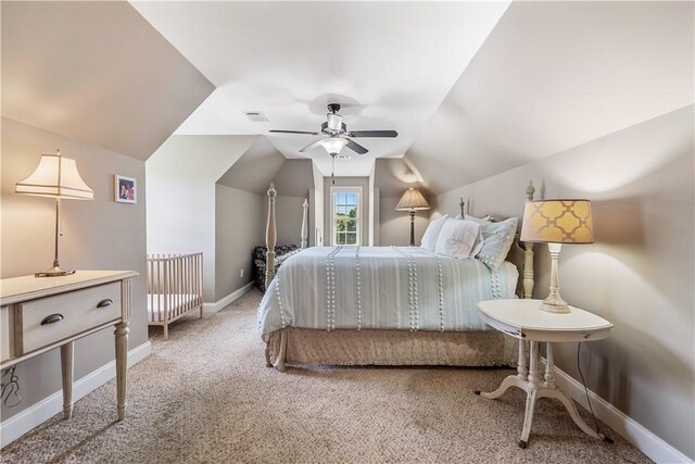 1895 Talcott Ct, Auburn, AL 36830 - bedroom featuring carpet flooring, lofted ceiling, and ceiling fan