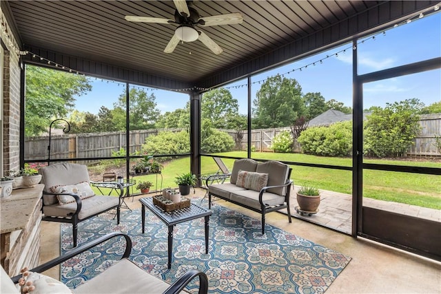 1895 Talcott Ct, Auburn, AL 36830 - sunroom featuring outdoor lounge area, a ceiling fan, and plenty of natural light