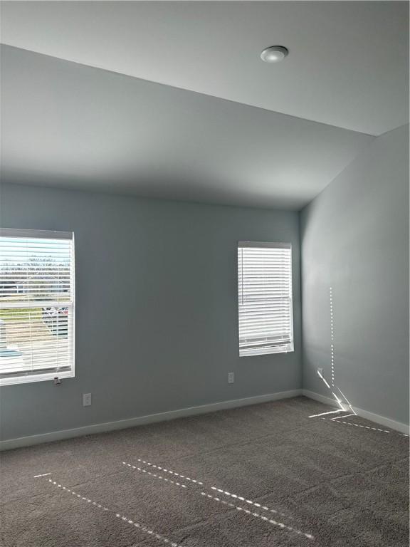 spare room featuring a healthy amount of sunlight and lofted ceiling