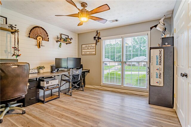 205 Summerbrooke Loop, Phenix City, AL 36870 - office featuring wood finished floors, ceiling fan, and wooden walls
