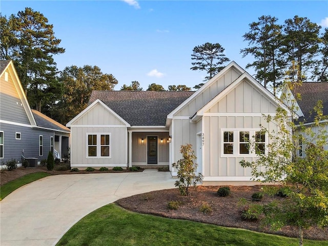 modern farmhouse with central AC unit