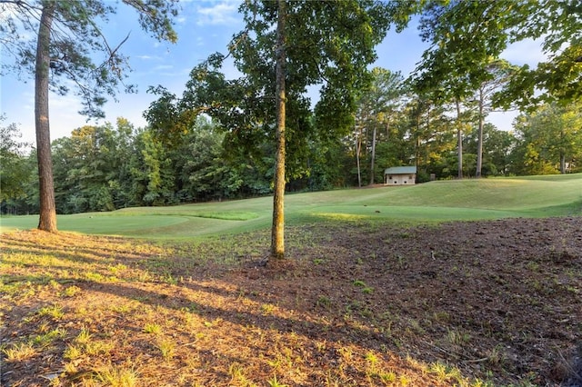 view of yard with view of golf course