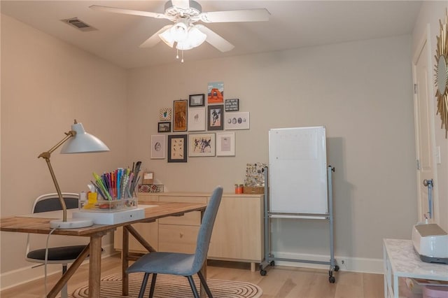 1714 Vfw Rd, Auburn, AL 36830 - office area with light wood-style floors, ceiling fan, and baseboards