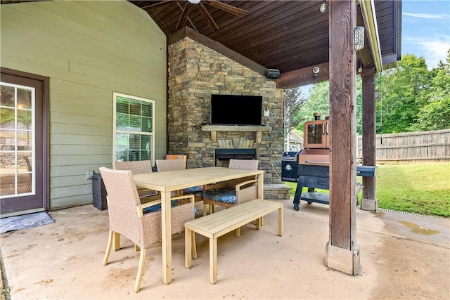172 Solamere Ln, Auburn, AL 36832 - view of patio featuring outdoor dining space, ceiling fan, and grilling area