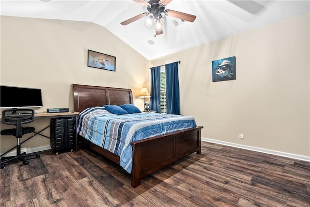 172 Solamere Ln, Auburn, AL 36832 - bedroom featuring lofted ceiling, wood finished floors, a ceiling fan, and an office area