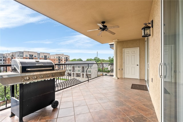 234 W Magnolia Ave Unit 305, Auburn, AL 36830 - balcony with grilling area and a ceiling fan