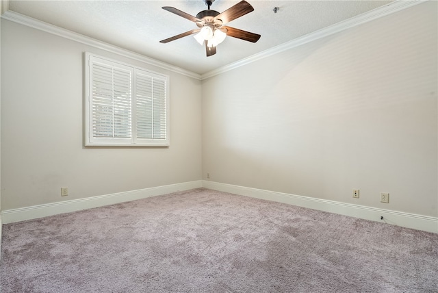234 W Magnolia Ave Unit 305, Auburn, AL 36830 - spare room with carpet, ornamental molding, a ceiling fan, and baseboards
