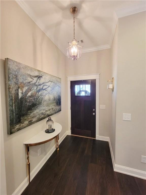 3615 Eagle Nest, Opelika, AL 36801 - foyer with a chandelier, ornamental molding, baseboards, and wood finished floors