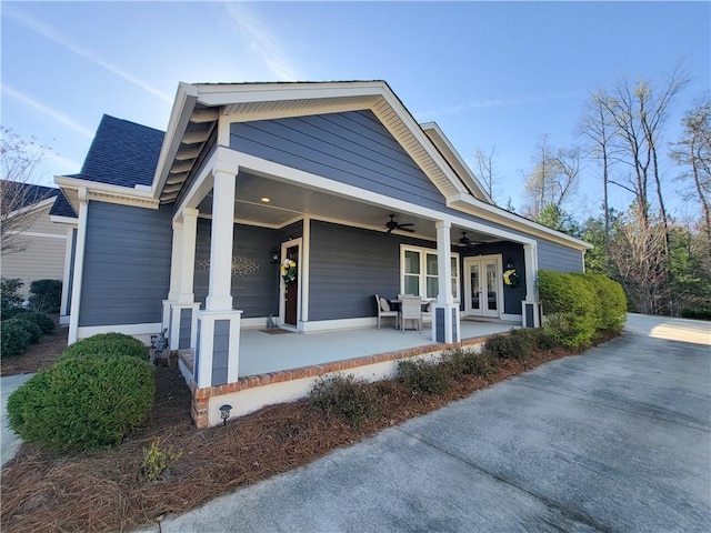3615 Eagle Nest, Opelika, AL 36801 - view of front of house with french doors, a shingled roof, and ceiling fan