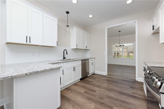 204 Lee Rd Unit 2037, Salem, AL 36874 - kitchen with stainless steel appliances, a sink, decorative backsplash, white cabinets, and recessed lighting