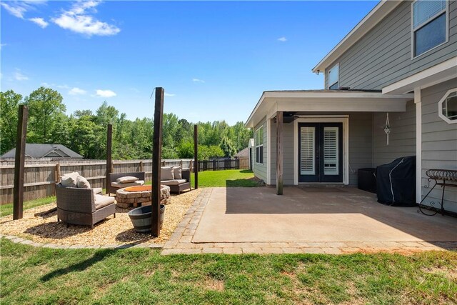 304 Marthas Ct, Opelika, AL 36801 - view of patio featuring french doors, an outdoor living space, and area for grilling