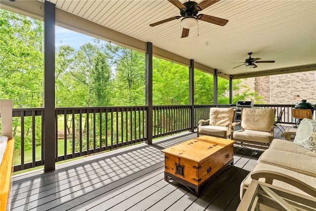 1462 Turn Lake Dr, Auburn, AL 36830 - wooden terrace featuring ceiling fan and an outdoor hangout area