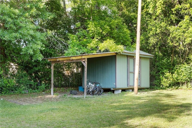 view of shed featuring a carport