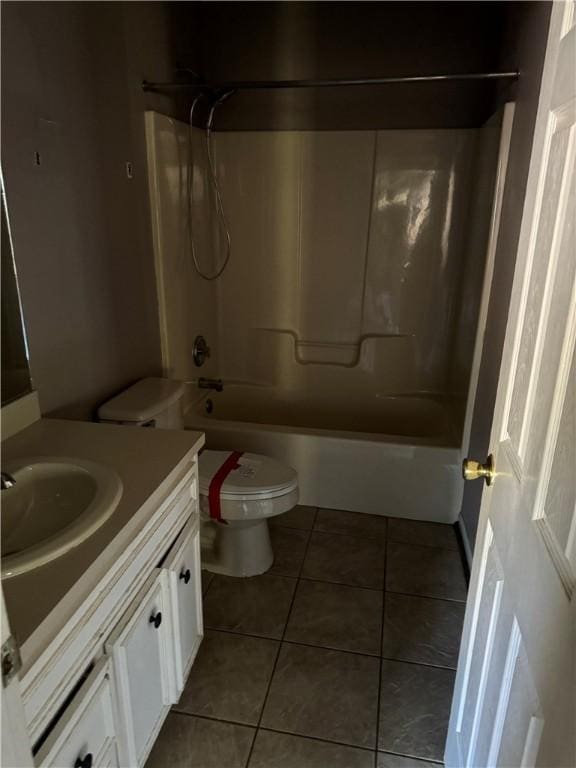 full bathroom with tile patterned flooring, vanity, toilet, and shower / bathing tub combination