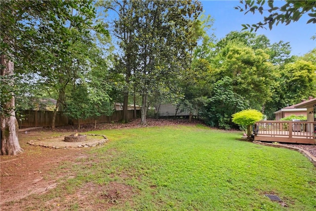1016 E Magnolia Ave, Auburn, AL 36830 - fenced backyard with an outdoor fire pit and a wooden deck