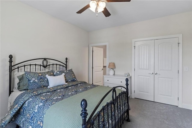 2260 Pam Cir, Auburn, AL 36832 - carpeted bedroom with a closet and a ceiling fan