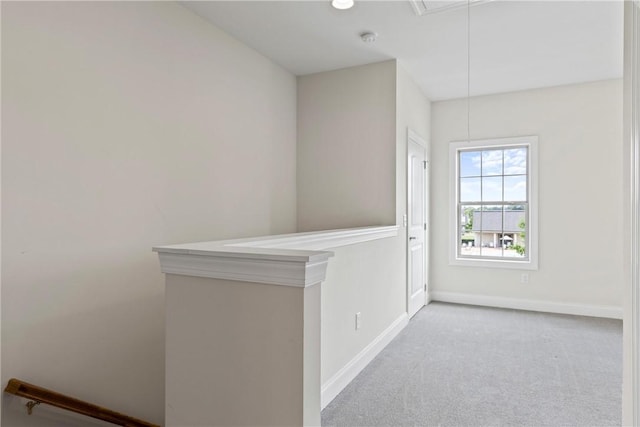 2260 Pam Cir, Auburn, AL 36832 - hallway featuring attic access, baseboards, and carpet flooring