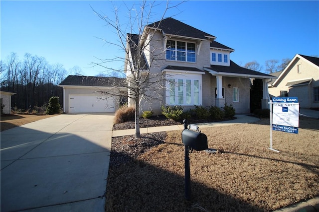 front facade with a garage