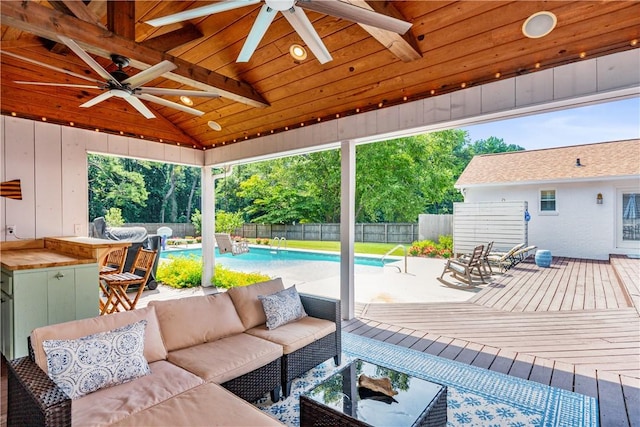 view of patio / terrace featuring a swimming pool side deck