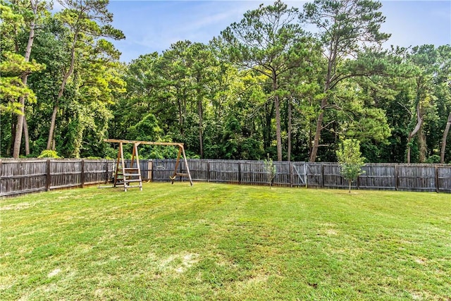 view of yard with a playground