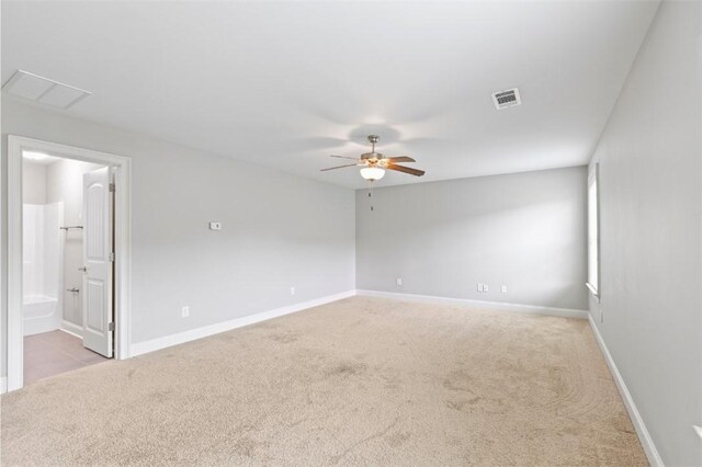 2375 Snowshill Ln, Auburn, AL 36832 - spare room with light colored carpet, a ceiling fan, and baseboards