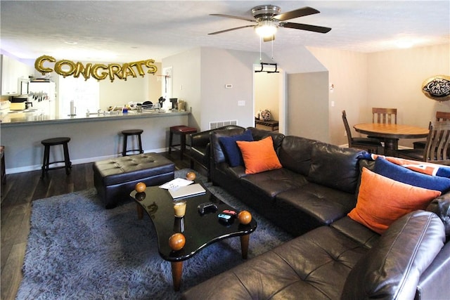 1477 N Donahue Dr Unit 3905, Auburn, AL 36830 - living room with wood finished floors and ceiling fan