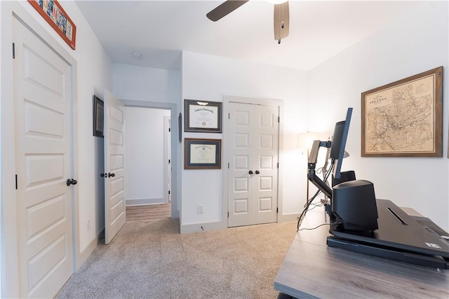 792 Village Dr, Opelika, AL 36801 - carpeted home office featuring a ceiling fan and baseboards