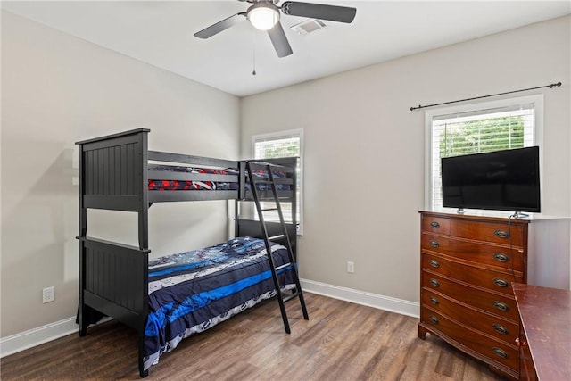 160 Indian Ln, Tallassee, AL 36078 - bedroom featuring wood finished floors, baseboards, and a ceiling fan