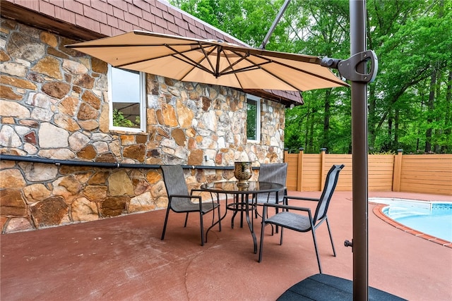 601 Overlook Dr, Opelika, AL 36801 - view of patio / terrace featuring fence, outdoor dining space, and a fenced in pool
