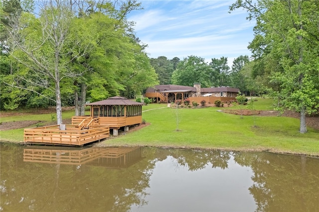 601 Overlook Dr, Opelika, AL 36801 - view of dock with a yard, a gazebo, and a water view