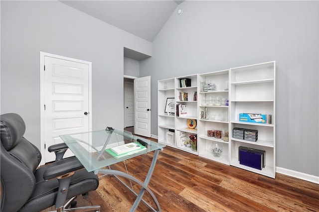 151 Landing Way, Smiths Station, AL 36877 - office area featuring wood finished floors and high vaulted ceiling