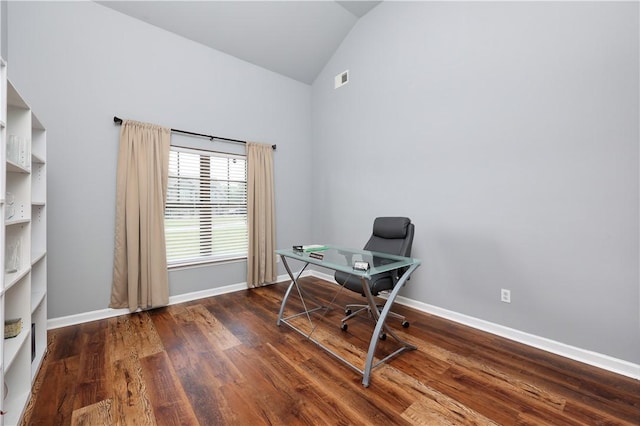 151 Landing Way, Smiths Station, AL 36877 - home office with vaulted ceiling and wood finished floors