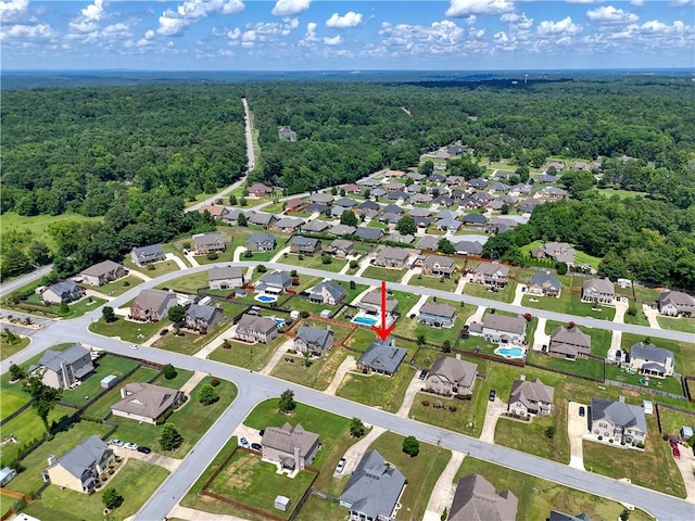 151 Landing Way, Smiths Station, AL 36877 - aerial overview of property's location featuring a heavily wooded area and nearby suburban area