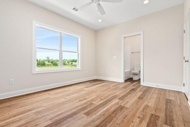 3260 Academy Dr Unit 408, Opelika, AL 36801 - unfurnished bedroom featuring light wood finished floors, ensuite bath, recessed lighting, and a ceiling fan