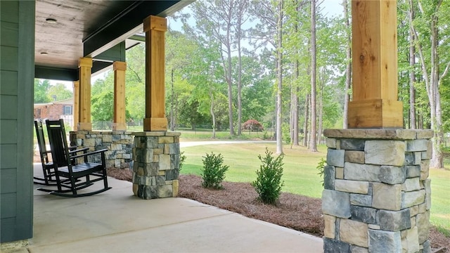 view of patio featuring covered porch