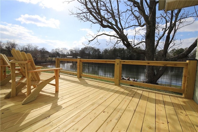 deck with a water view