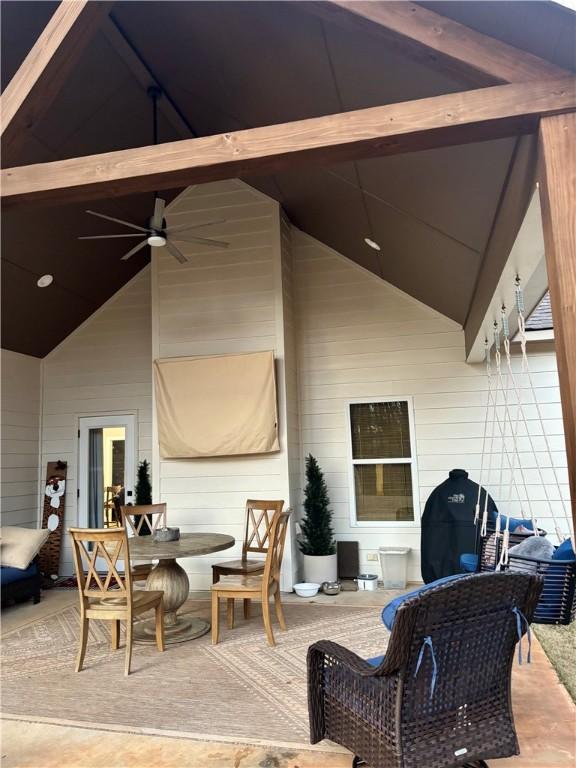 view of patio with ceiling fan