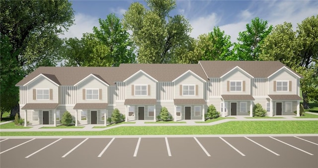 exterior space featuring a front yard and entry steps