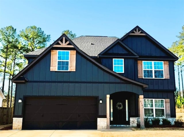 craftsman inspired home featuring a garage